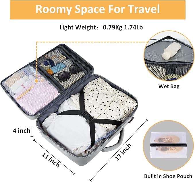 Taygeer Carry On Backpack, Womens Travel Backpack with USB Charging Port & Shoe Pouch, Laptop Mochila 15.6inch Flight Approved, College Teacher Tote Bag for Business Travel Supplies, Grey