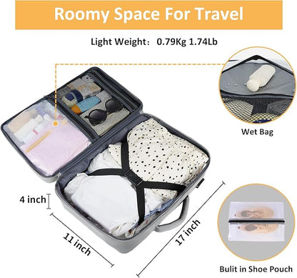 Taygeer Carry On Backpack, Womens Travel Backpack with USB Charging Port & Shoe Pouch, Laptop Mochila 15.6inch Flight Approved, College Teacher Tote Bag for Business Travel Supplies, Grey