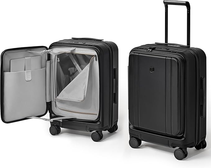 NINETYGO Carry On Luggage 22x14x9 Airline Approved, Top Opening Luggage 20 Inch Suitcase, Expandable, PC Hard Shell, Larger Capacity Carryon, TSA Lock, 360° Spinner Wheels (Black)