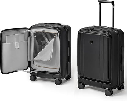 NINETYGO Carry On Luggage 22x14x9 Airline Approved, Top Opening Luggage 20 Inch Suitcase, Expandable, PC Hard Shell, Larger Capacity Carryon, TSA Lock, 360° Spinner Wheels (Black)
