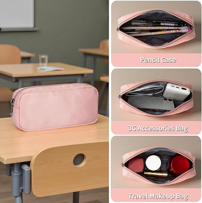 Della Gao College Laptop Backpack with Pencil Case, Pink Travel Backpack for Women, Waterproof Computer Back Pack for Travel, Business, Work, College (Pink, 15.6 Inch)