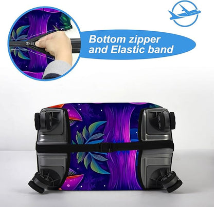 Luggage Cover Protector for 30-32 Inch Suitcases, TSA Approved Elastic Travel Suitcase Covers, Anti-Scratch Washable Luggage Sleeve for Carry On & Checked Bags, Frog on Mushroom