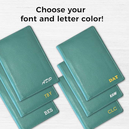 Personalized Monogrammed Turquoise Leather RFID Passport Wallet