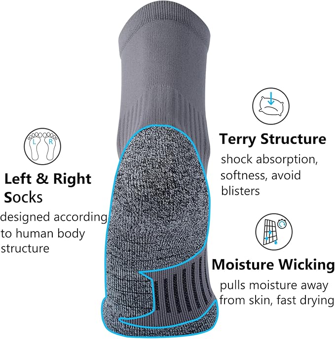 CWVLC Compression Athletic Quarter Socks Cushioned for Men Women