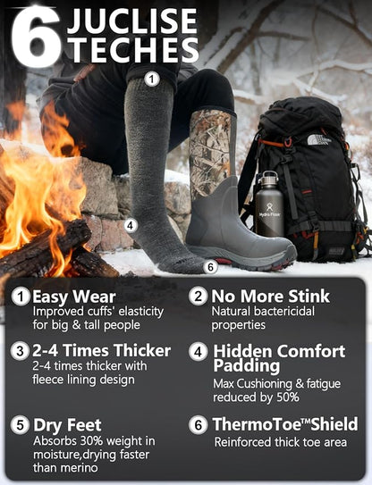 Alpaca Wool Heavyweight Knee High Compression Socks, Thick Winter Thermal Warm Soft Circulation Travel Flying