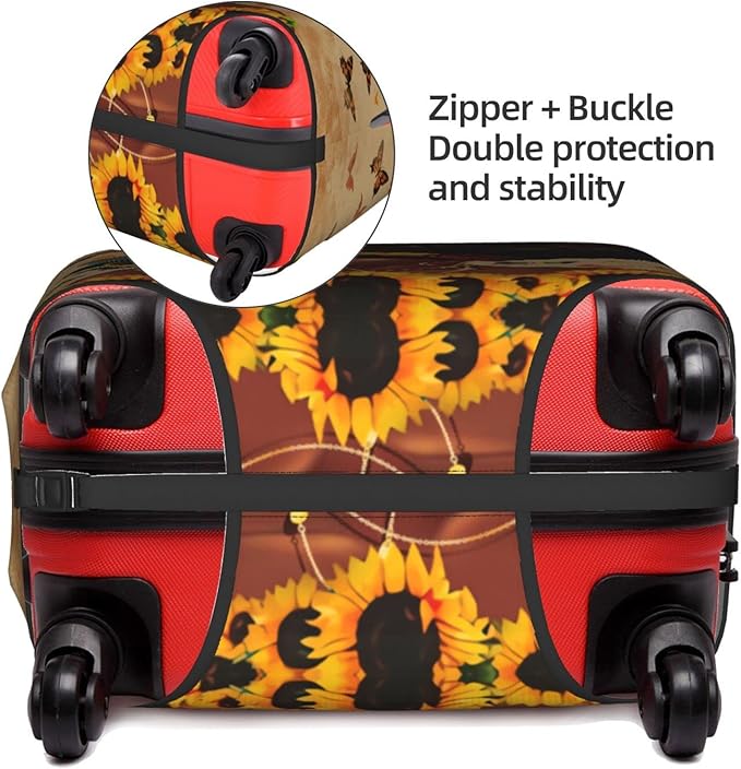 Washable Suitcase Protector - Anti-scratch Luggage Cover for Medium Suitcase - African American Afro Woman