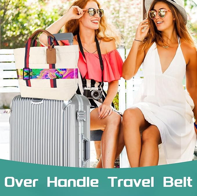 Slohif Luggage Straps for Suitcases Travel Belt Accessories Luggage Connector Identifiers Over Handle with Buckle Unique Nylon Adjustable Strap for Sleeping Bag Car Seat Butterfly (2 Pack)