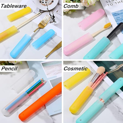 Sieral 90 Pack Travel Toothbrush Case Holder Bulk Breathable Portable Toothbrush Storage 7 Assorted Color Plastic Toothbrush Container for Home Outdoor Traveling Trip Camping, 8 x 1.2 Inch