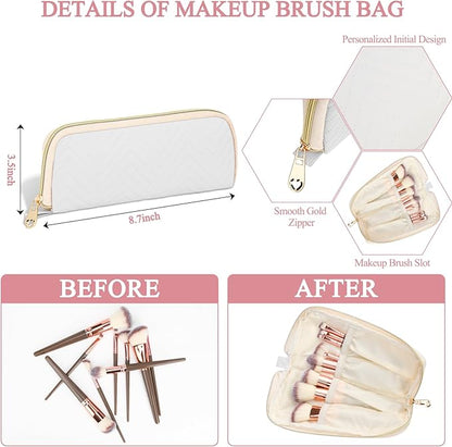 Personalized Initial Makeup Bag Trendy Stuff Leather Waterproof Cosmetic Bag Travel Toiletry Bag, Christmas/Thanksgiving/Halloween Gifts Makeup Organizer Case for Women Girls Mom Girlfriend Wife