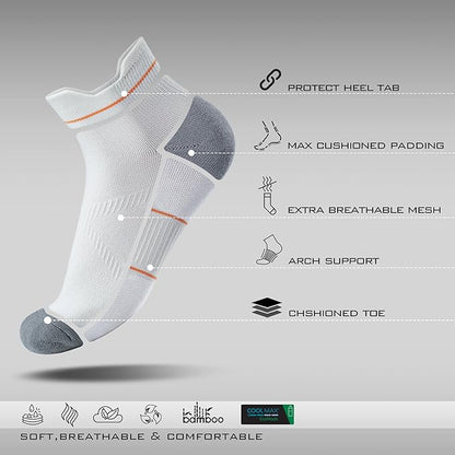 BRISIRA Bamboo Viscose Compression High Ankle Socks Men Women Cushioned Anti Blister HIking Golf Arch Support Running Socks