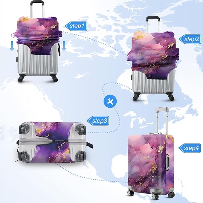 ANNA QUEEN Travel Luggage Cover Suitcase Protector Suitcase Cover Anti-Scratch,Stretchable Bag Cover Washable Durable Polyester