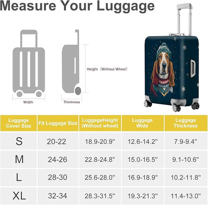 FOREVER QUEEN Basset Hound Luggage Cover Suitcase Protector Suitcase Cover Anti-Scratch,Stretchable Bag Cover Washable Durable Polyester