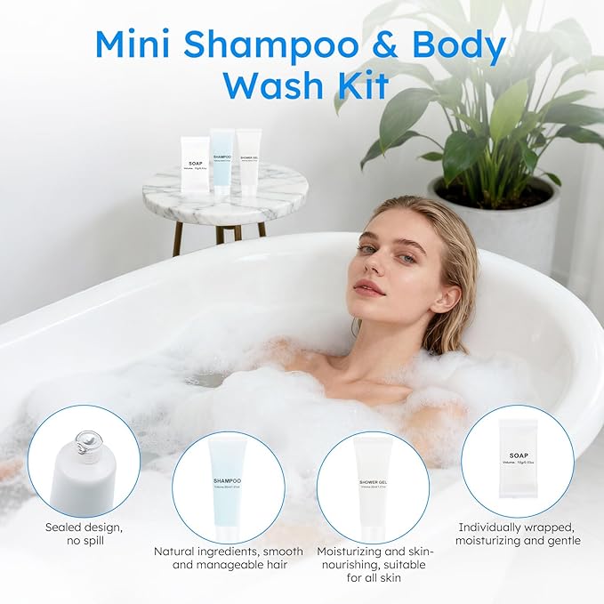 Hygiene Kits and Bulk Convenience Kits Feature Double-Sealed Individual Packaging. Personal Hygiene Kits are Suitable for Hotels, Camping, Home Use, and Travel (100-PACK)