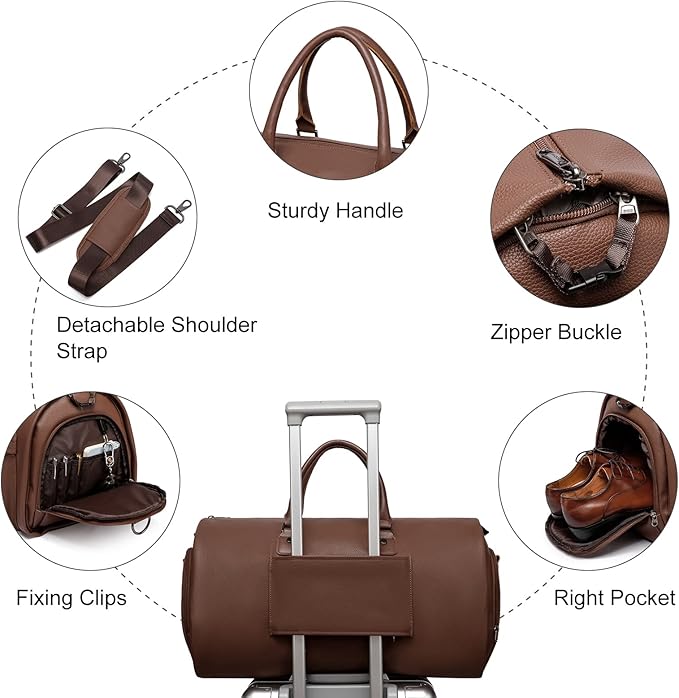 Modoker Garment Bags for Travel Carry on Duffle Bags for Airplane Weekender Suit Bags for Men Travel,2 in 1 Travel Duffel ang Garment Bags for Hanging Clothes,Black