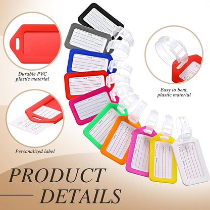 200 Pieces Bulk Luggage Tags for Suitcases Plastic Backpack Book Bag Baggage Name Tags