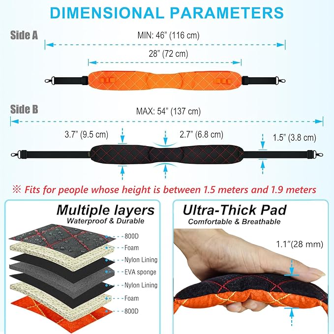 2 in 1 Anti-theft Bag Shoulder Strap with Pockets, 54 inch Travel Belt Ultra-Wide and Thick, Comfort and Stylish