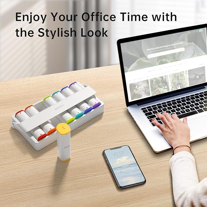 Weekly Pill Organizer 2 Times a Day, KOVIUU Large Travel Pill Box 7 Day, Am Pm Twice Daily Pill Case with Rotatable Handle, Pill Holder Container for Vitamin, Medicine, Supplement, Fish Oil, White