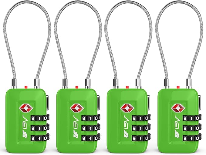 TSA Accepted Luggage Travel Lock, Set-Your-Own Combination Lock for School Gym Locker, Luggage Suitcase Baggage Locks, Filing Cabinets, Toolbox, Case(Green, 4 Pack)