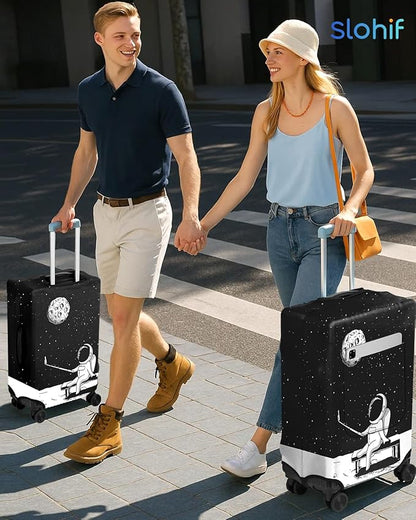 Slohif Luggage Cover for Suitcase Tsa Approved Protector - Luggage Sleeve Large Suit Case Cover Travel Stretch Baggage Case Protective Washable Fit 31-32 Inch Astronaut XL