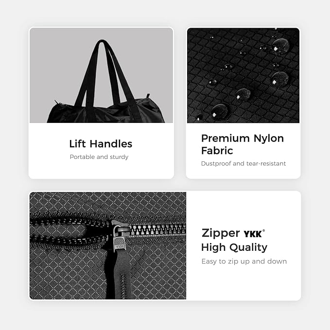 pack all Lightweight Travel Duffel Bag, Water-Resistant Sports Gym Bag, 32L Foldable Weekender Bag for Fitness, Hiking and Camping (Black)