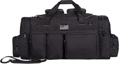 K-Cliffs Tactical Range Duffel Heavy Duty Large Gear Duffle Durable Quality Travel Sports Gym Equipment Bag Military Molle with Lockable Zippers with US Flag Patch 33 Inch Black