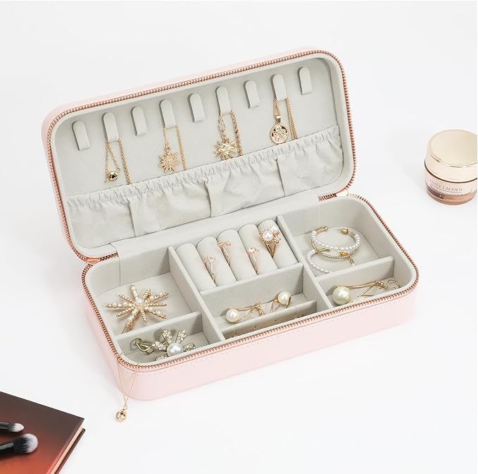 Travel Jewelry Box Jewelry Organizer for Travel Jewellery Organizers Box Jewelry Box for Women on Hallowmas Christmas Valentine's Birthday Pink