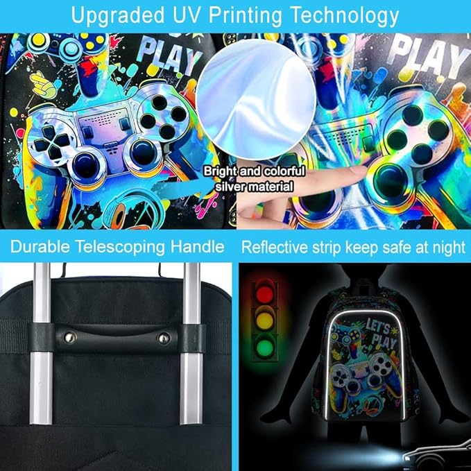 KLFVB Kids Luggage for Boys Girls, Cute Rolling Wheels Suitcase for Toddler, Children Travel Carry on Suitcase