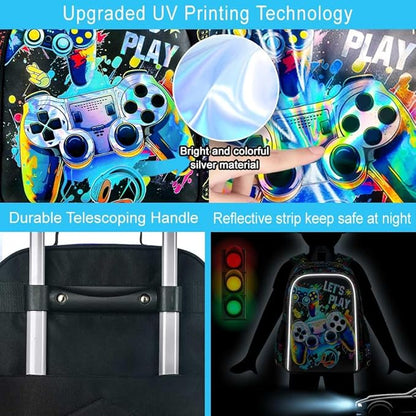 KLFVB Kids Luggage for Boys Girls, Cute Rolling Wheels Suitcase for Toddler, Children Travel Carry on Suitcase