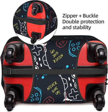 Joysticks Gamepad Game Luggage Cover Washable Suitcase Protector, Gamer Luggage Tag Travel Birthday Gifts For Men Women (XL 29-32 Inch Luggage)