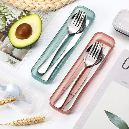 Yinkin 4 Pack Portable Travel Utensils Set with Case Reusable Stainless Steel Silverware Flatware Camping Cutlery Include Fork Spoon Knife for Work School Dishwasher Safe(White, Green, Red, Black)