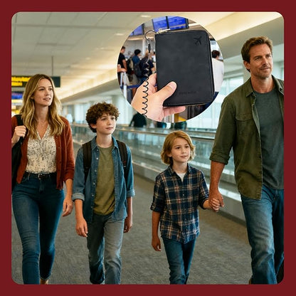 Passport Holder with Tether and Clip to Prevent Loss and Theft, Rfid Passport Holder for Travel, Passport Cover, Wallet & Case for Men and Women (With Tether and Clip)
