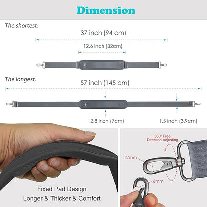 ZINZ Shoulder Strap, 57" Padded Adjustable Shoulder Bag Straps Replacement for Bags with D-Ring (DG02Y01)