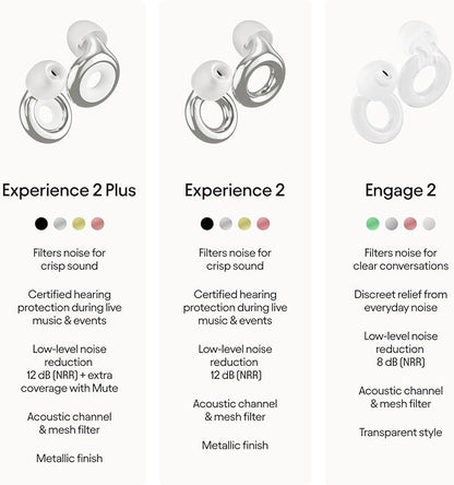 Loop Experience 2 Plus Ear Plugs – Stylish Certified Hearing Protection for Concerts & Festivals, Live Events, Sports, DJs & Nightlife – 17dB Noise Reduction, (High-Fidelity) + Mute for extra coverage