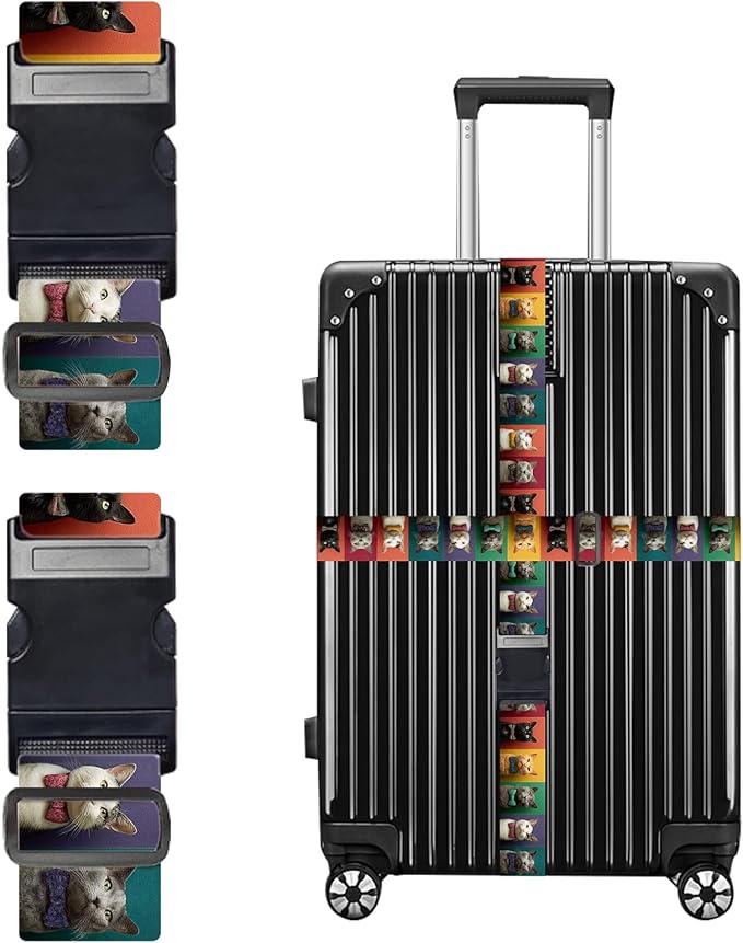 Nuxovilar Luggage Straps of 2 Set Solid Black Pattern, 1.96x90.5 inches - Luggage Straps for Suitcases, Nice for Business Travel, Formal Trips, Daily Use