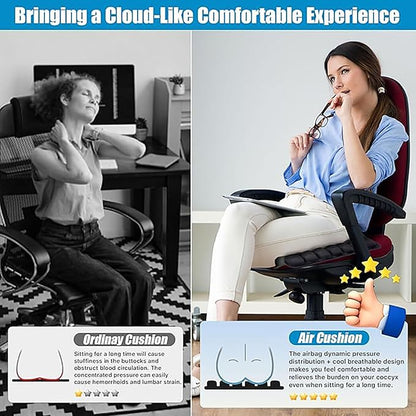 3D Airplane Seat cushion， Type Inflatable Travel Seat Cushion，Ergonomic Comfort Support ， Suitable for wheelchairs Car, Office, Home Living (Black)