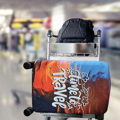 Explore Land Luggage Cover Suitcase Protector Fits 27-30 Inch Case (Time to Travel, L)