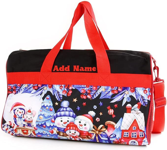 Personalized Kids 18 Inch Duffel Bag for Sports, Travel and Sleepover - Christmas