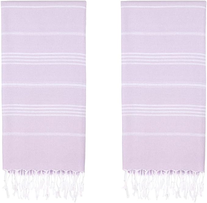 Turkish Beach Towels, Pack of 2 | Oversized, Quick Dry, Sand Free | 100% Cotton, Large 38x71 Towels for Beach, Pool, Travel | Ultra-Soft, Compact, and Absorbent | Lilac
