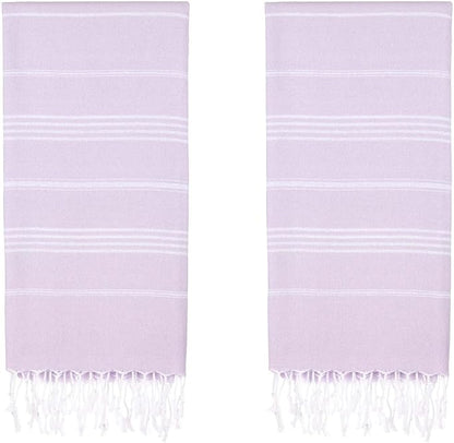 Turkish Beach Towels, Pack of 2 | Oversized, Quick Dry, Sand Free | 100% Cotton, Large 38x71 Towels for Beach, Pool, Travel | Ultra-Soft, Compact, and Absorbent | Lilac