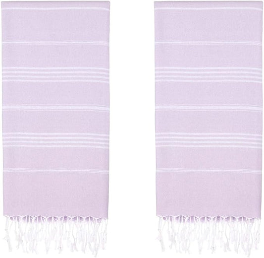Turkish Beach Towels, Pack of 2 | Oversized, Quick Dry, Sand Free | 100% Cotton, Large 38x71 Towels for Beach, Pool, Travel | Ultra-Soft, Compact, and Absorbent | Lilac