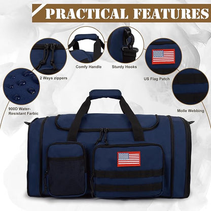 Tactical Duffle Bag For Travel Expandable 52L Large Duffle Bag For Men Gym Duffel With Wet Pocket Multi-Functional Carry On Bags Weekender Overnight Bag Organizer Duffel Bag For Travel