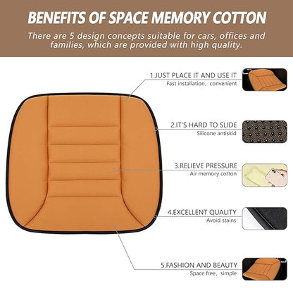 MYFAMIREA Car Seat Cushion Pad 1.2" Thick Comfort Seat Protector for Car Driver Seat Office Chair Home Use Memory Foam Seat Cushion with Non Slip Bottom, 20'' x 18.5'', Orange