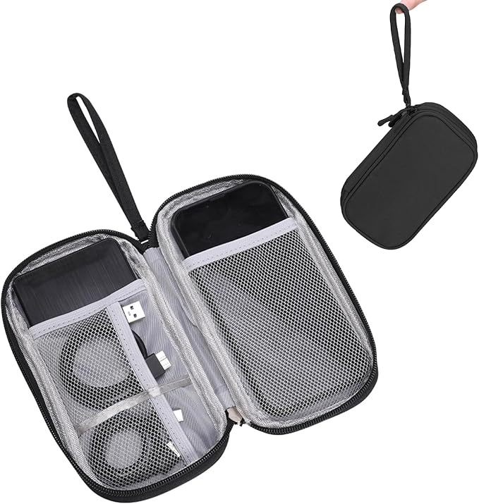 Electronic Organizer Double Layer, Water Resistant Cable Organizer Bag for Travel Essentials, Cord, Charger, Phone, Earphone, Large Size,Accessories Travel Essentials (Black, Double-Layer)