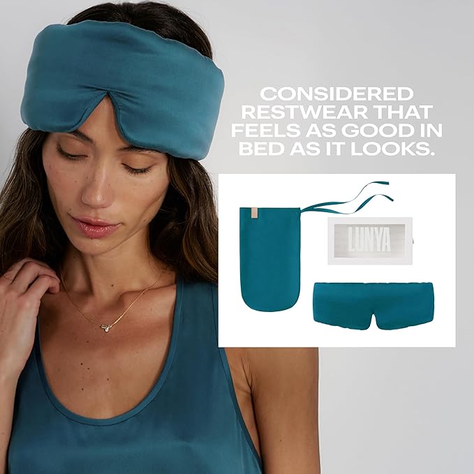 Silk Sleep Mask for Women - Mulberry Silk Eye Mask for Sleeping - Breathable, Washable, Light-Blocking – Piquant Teal, S