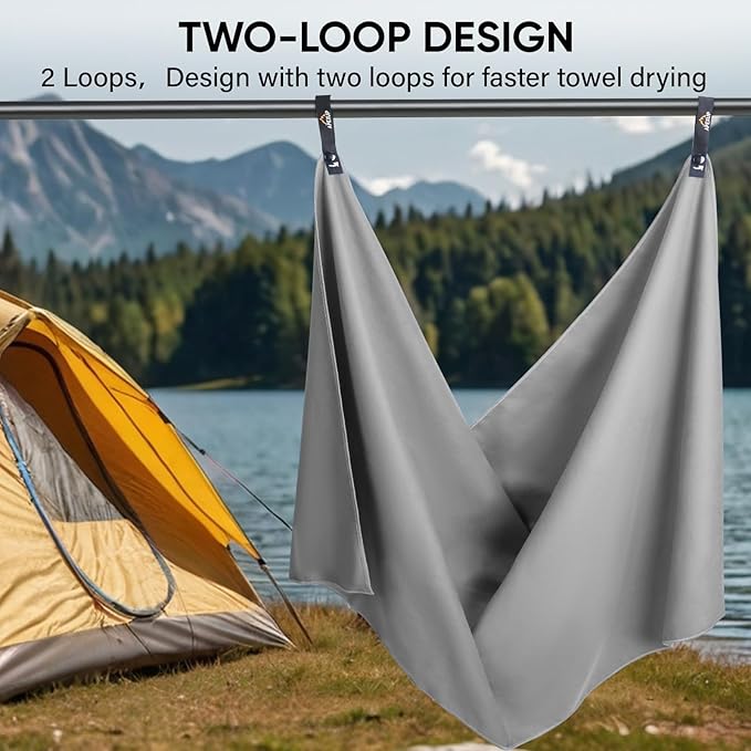 APEXUP Microfiber Travel Towel, Ultra Absorbent Quick Dry Towels, Lightweight Gym Sports Camping Towel for Workout, Yoga, Beach, Shower, Swimming (72"×40", Gray)
