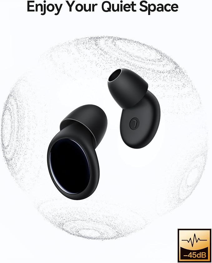 Ear Plugs for Sleeping 45dB Noise Cancelling Ear Plugs for Noise Reduction & Snoring, Concerts, Earplugs for Sleep, Sider Sleepers Airplane, Silicone Earplugs Reusable Concert Ear Plug +8Tip Black