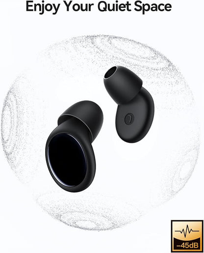 Ear Plugs for Sleeping 45dB Noise Cancelling Ear Plugs for Noise Reduction & Snoring, Concerts, Earplugs for Sleep, Sider Sleepers Airplane, Silicone Earplugs Reusable Concert Ear Plug +8Tip Black