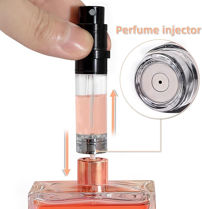 AB00BK 5ml Leather Perfume Atomiser Refillable, Bottom Fill Perfume Bottle, Portable and Leak-proof Suitable for Women and Men (AB00BK 5ml)