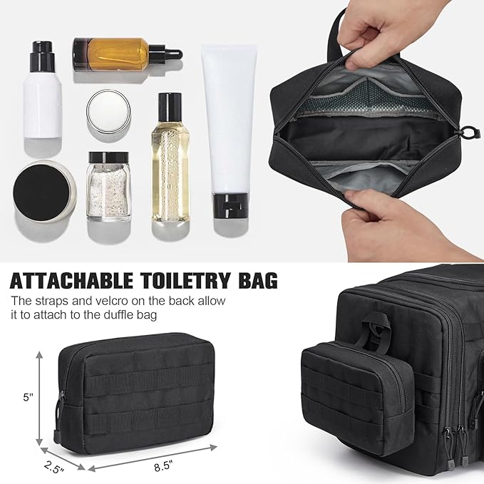 G4Free 3-in-1 Duffle Bag for Travel, Large Gym Duffle Backpack for Men Women with Shoes Compartment and Wet Pocket, Black