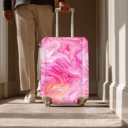 Pink Marble Luggage Cover Suitcase Protector Washable Anti Scratch Protective Sleeve Travel Accessories Baggage Wrap Fits 22-24 Inch Suitcase Covers and Luggage Skins for Travel Essentials